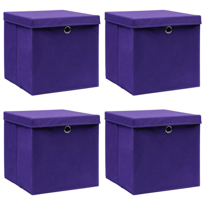 Opbergboxen Met Deksel 4 St 28X28X28 Cm Paars
