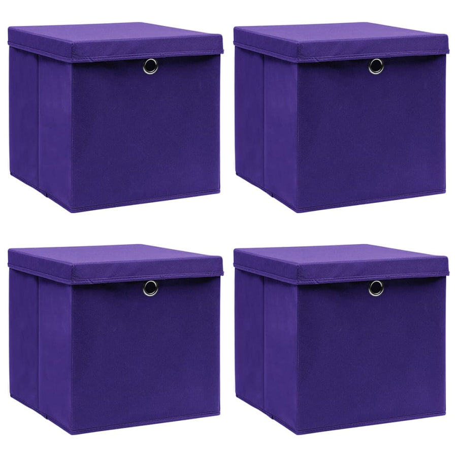 Opbergboxen Met Deksel 4 St 28X28X28 Cm Paars