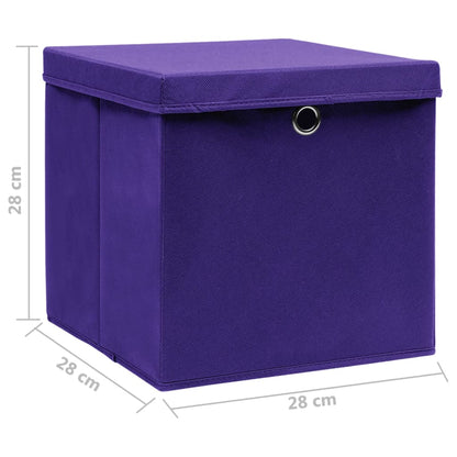Opbergboxen Met Deksel 4 St 28X28X28 Cm Paars
