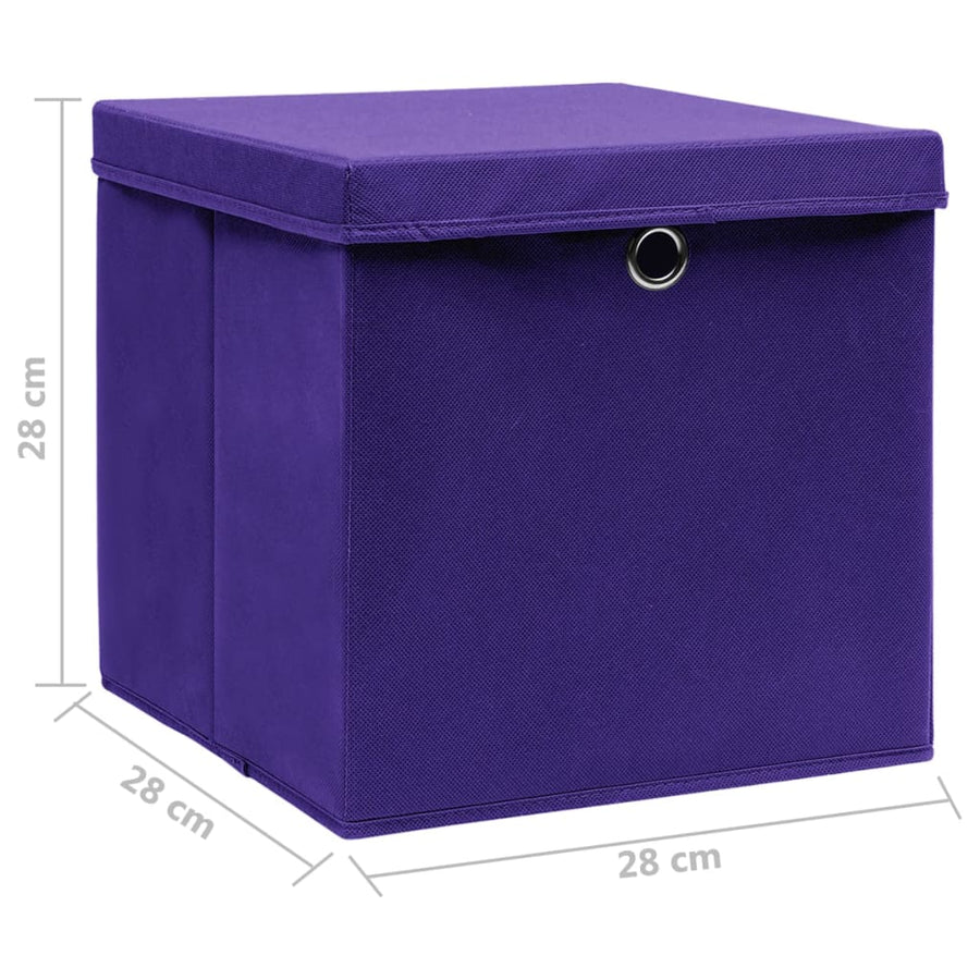 Opbergboxen Met Deksel 4 St 28X28X28 Cm Paars