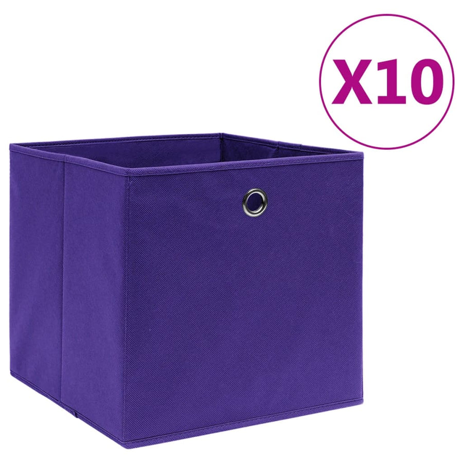 Opbergboxen 10 St 28X28X28 Cm Nonwoven Stof Paars