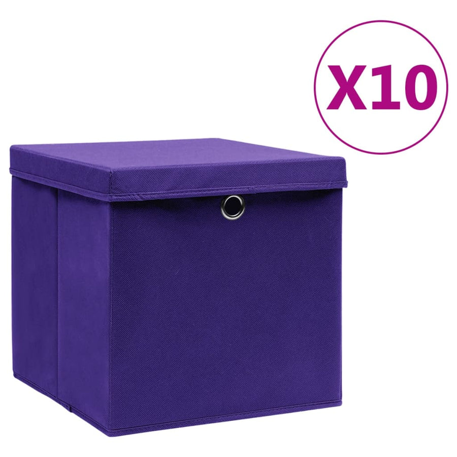 Opbergboxen Met Deksel 28X28X28 Cm Paars 10 Paars met deksels