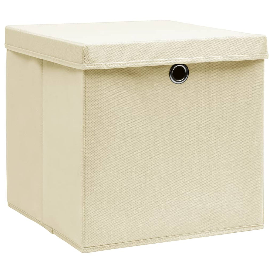 Opbergboxen Met Deksel 28X28X28 Cm Crèmekleurig 4 Crème met deksels