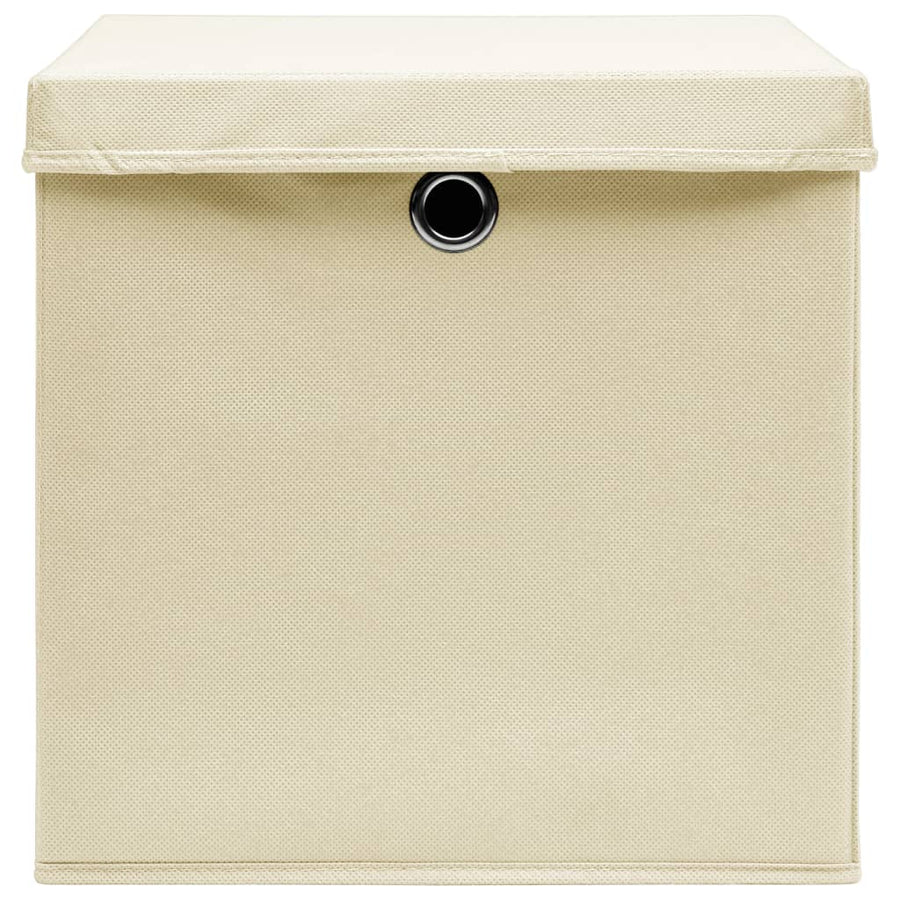 Opbergboxen Met Deksel 28X28X28 Cm Crèmekleurig 4 Crème met deksels