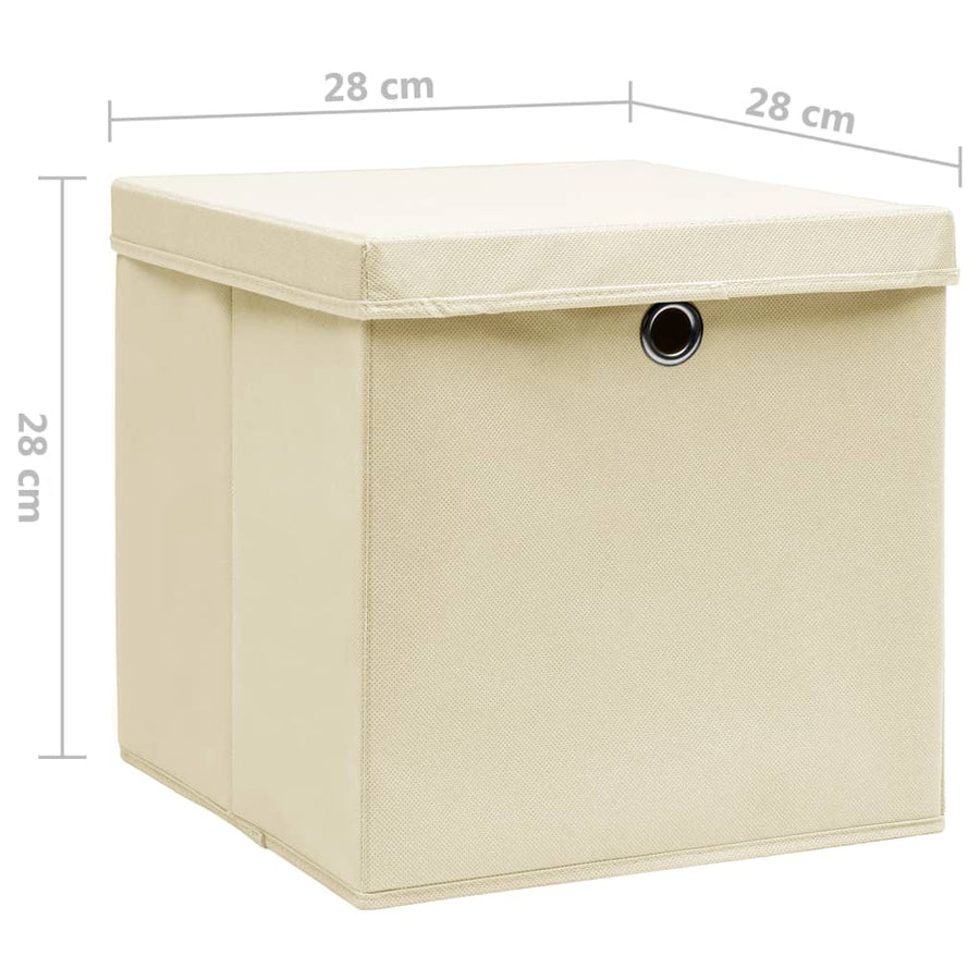 Opbergboxen Met Deksel 28X28X28 Cm Crèmekleurig 4 Crème met deksels