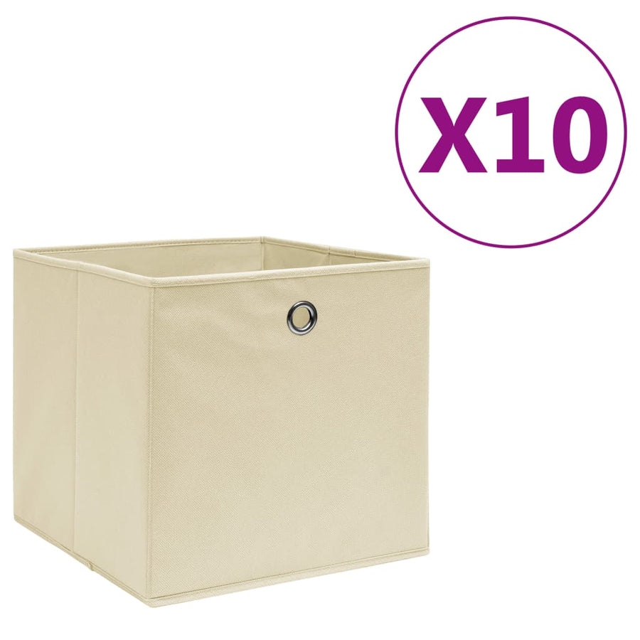 Opbergboxen 28X28X28 Cm Nonwoven Stof Kleurig 10 Crème