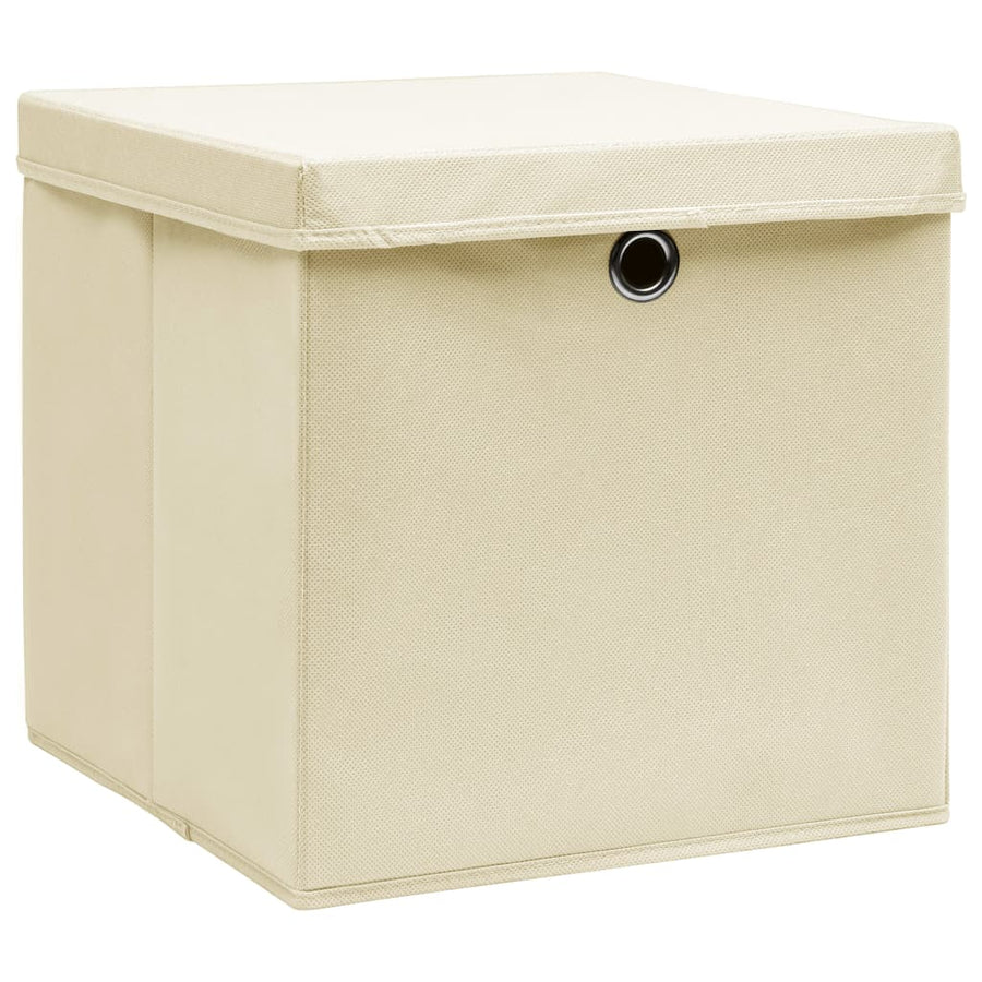 Opbergboxen Met Deksel 28X28X28 Cm Crèmekleurig 10 Crème met deksels