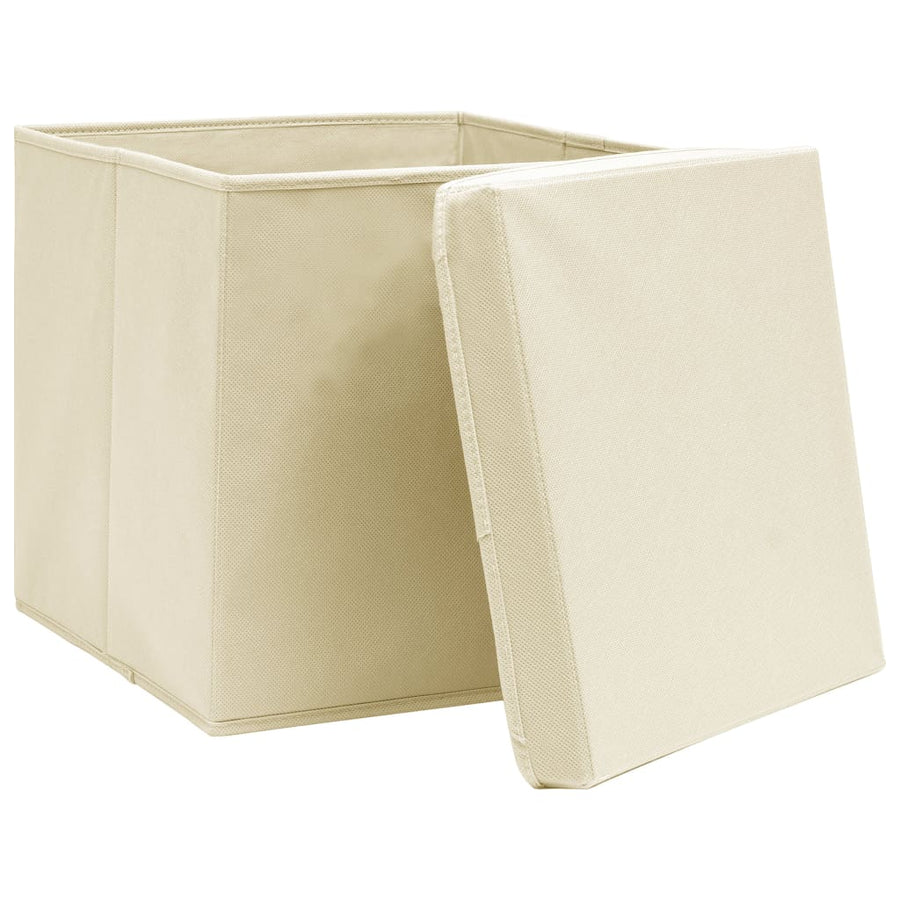 Opbergboxen Met Deksel 28X28X28 Cm Crèmekleurig 10 Crème met deksels