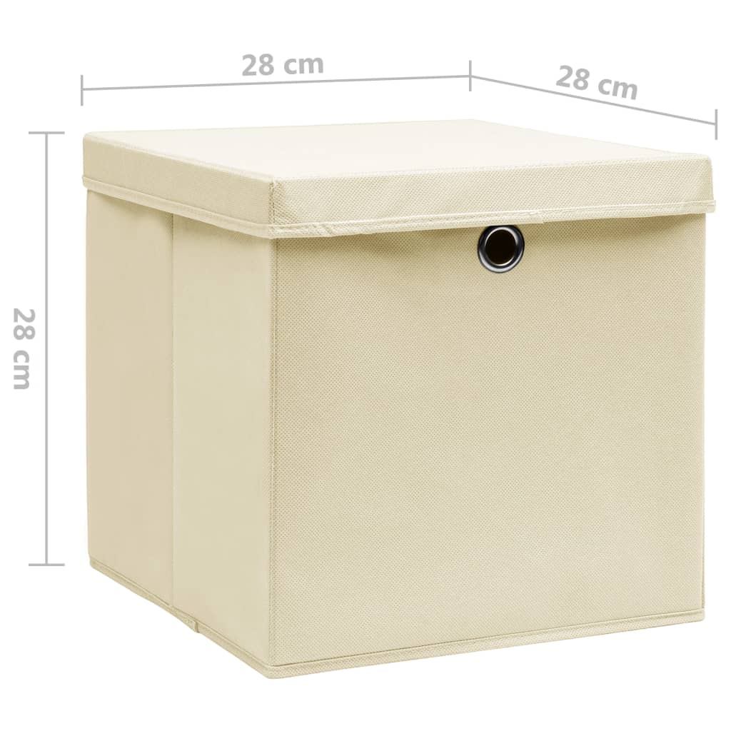 Opbergboxen Met Deksel 28X28X28 Cm Crèmekleurig 10 Crème met deksels