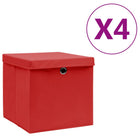 Opbergbox 4 st 28x28x28 cm rood
