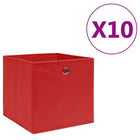 Opbergboxen 10 stuks 28x28x28 cm rood nonwoven stof
