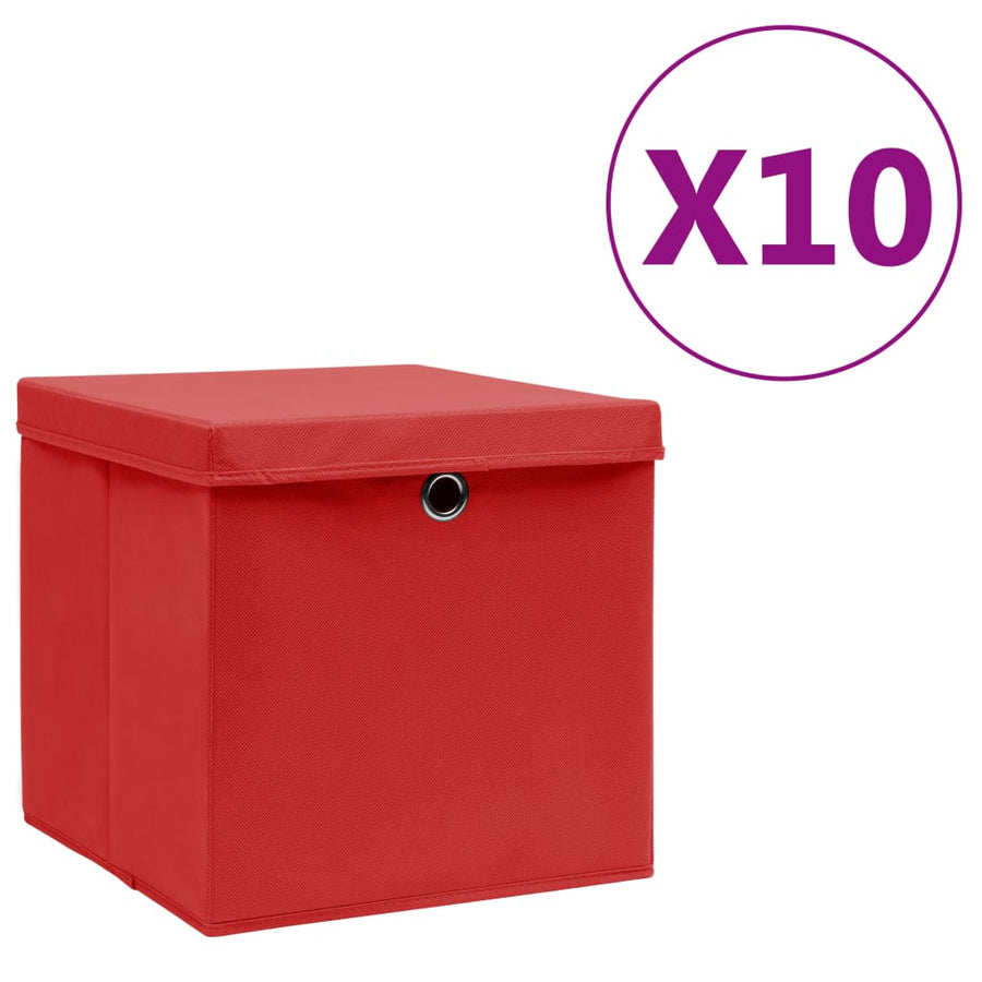 Opbergboxen Met Deksel 28X28X28 Cm Rood 10 Rood met deksels