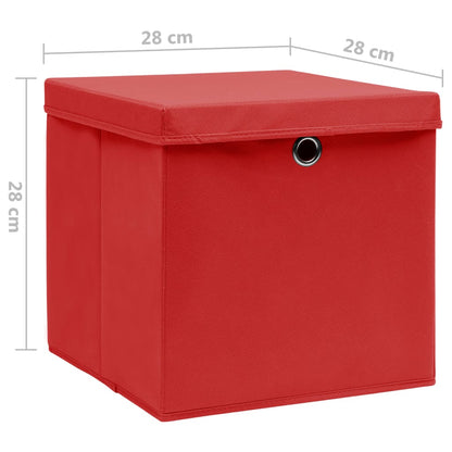 Opbergboxen Met Deksel 28X28X28 Cm Rood 10 Rood met deksels