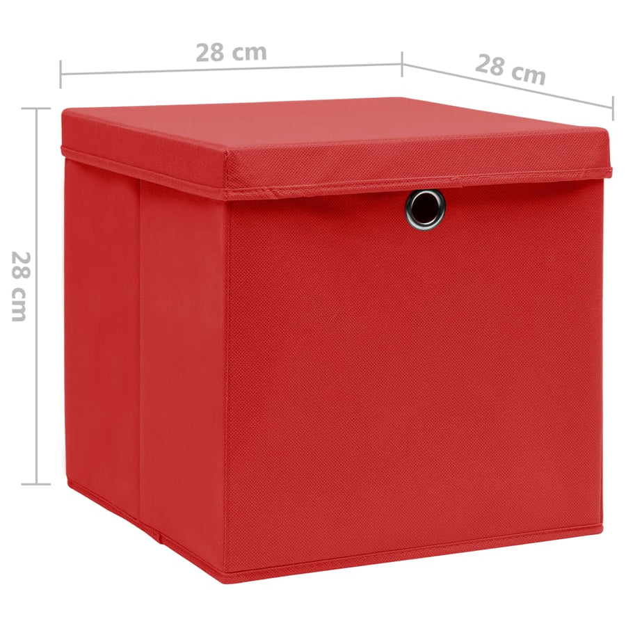 Opbergboxen Met Deksel 28X28X28 Cm Rood 10 Rood met deksels