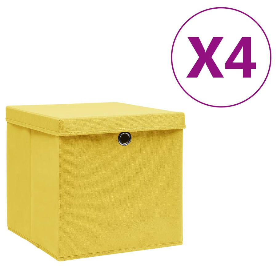 Opbergboxen Met Deksel 28X28X28 Cm Geel 4 Geel met deksels