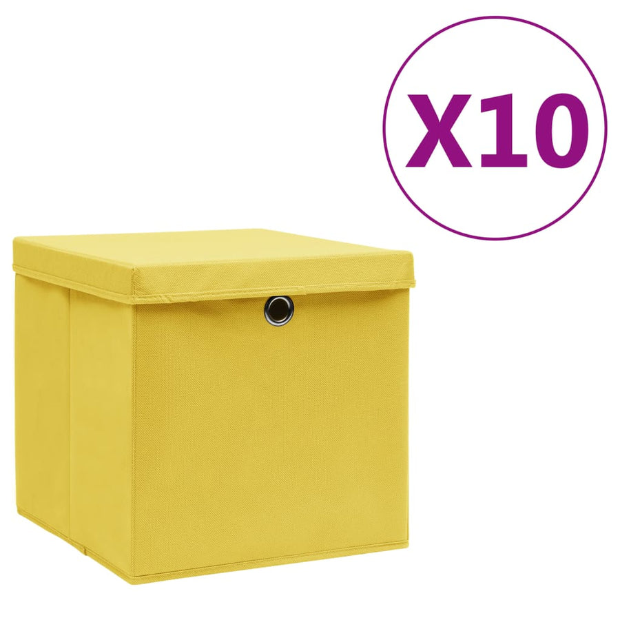 Opbergboxen Met Deksel 28X28X28 Cm Geel 10 Geel met deksels