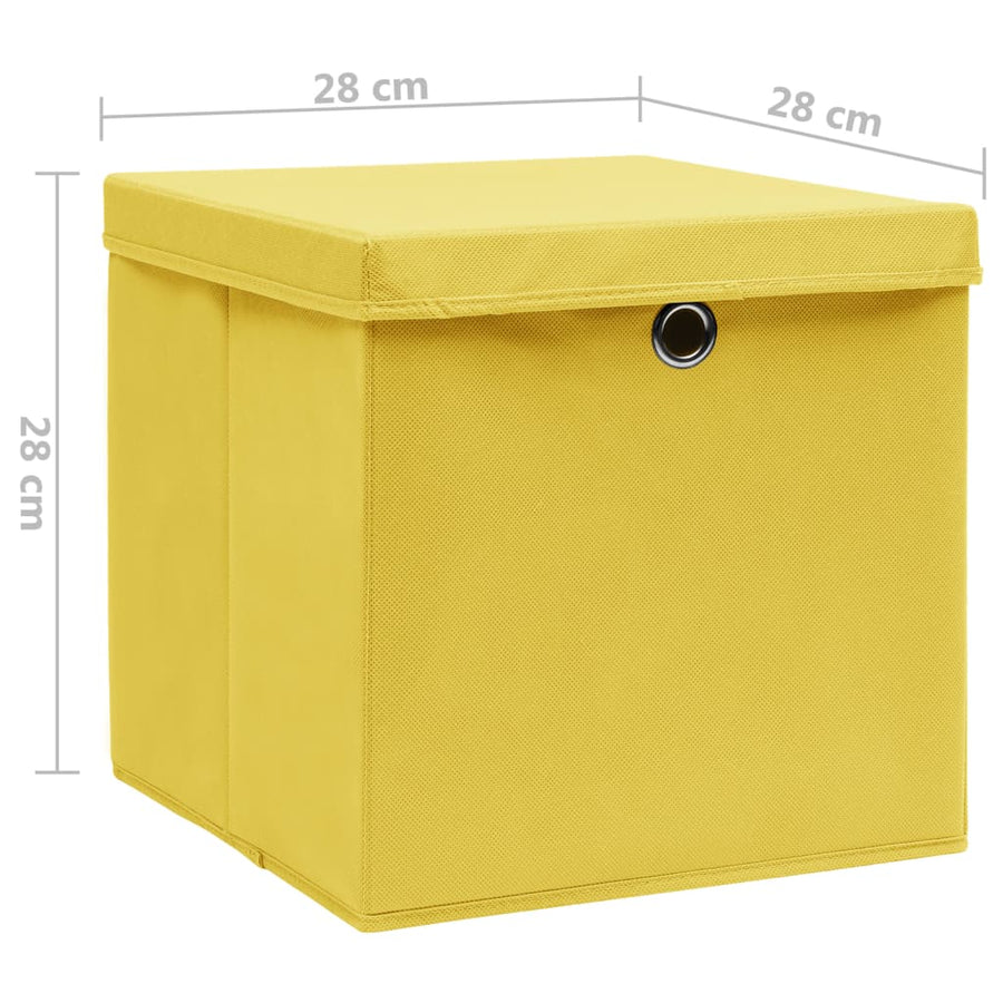 Opbergboxen Met Deksel 28X28X28 Cm Geel 10 Geel met deksels