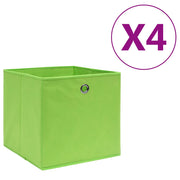 Opbergbox 4 st 28x28x28 cm groen nonwoven stof