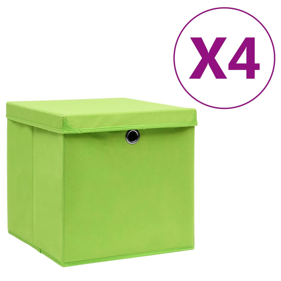 Opbergboxen Met Deksel 28X28X28 Cm Groen 4 Groen met deksels