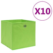 Opbergbox 10 st 28x28x28 cm groen nonwoven stof
