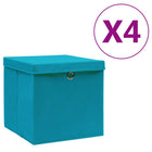 Opbergbox met deksel 4 st 28x28x28 cm babyblauw