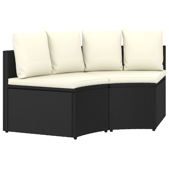 -Delige Loungeset Met Kussens Poly Rattan Zwart