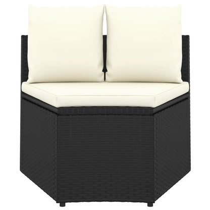 -Delige Loungeset Met Kussens Poly Rattan Zwart