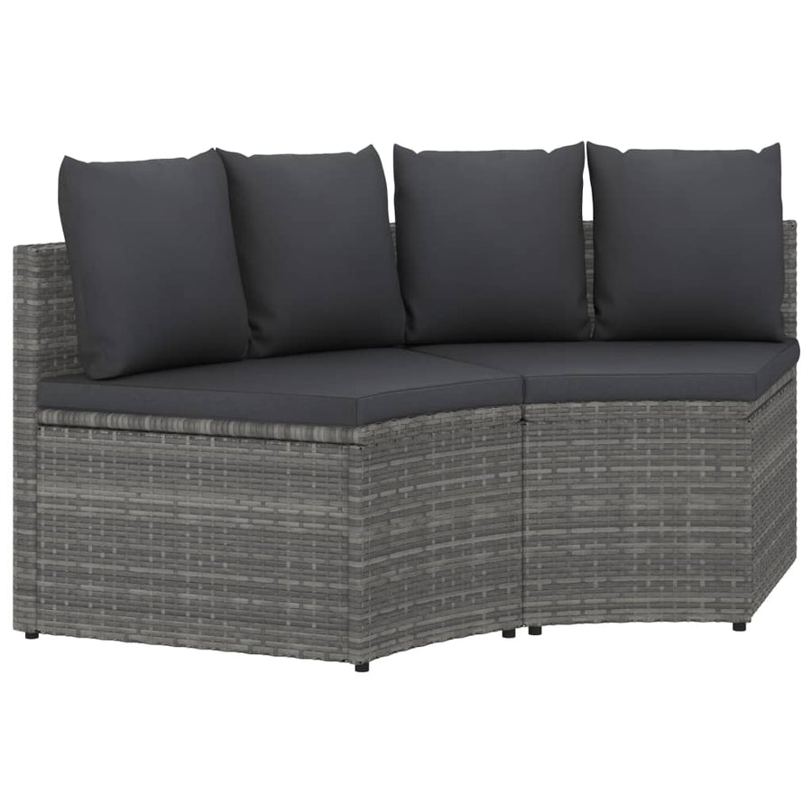 2-Delige Loungeset Met Kussens Poly Rattan Grijs