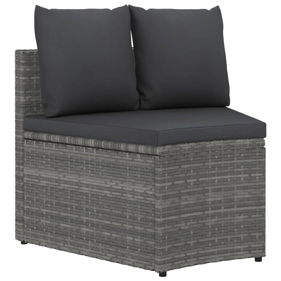 2-Delige Loungeset Met Kussens Poly Rattan Grijs