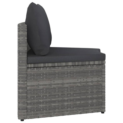 2-Delige Loungeset Met Kussens Poly Rattan Grijs