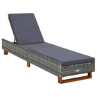 Ligbed poly rattan grijs 200x55x72.5 cm inklapbaar