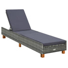 Ligbed poly rattan grijs met kussen