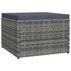 Garden footstool with cushion poly rattan grey