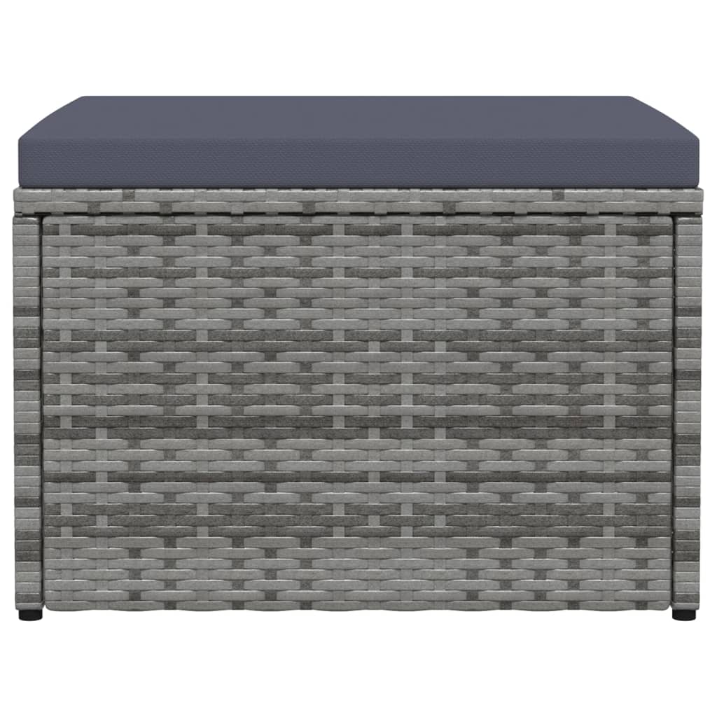 Tuinvoetenbank Met Kussen Poly Rattan Grijs
