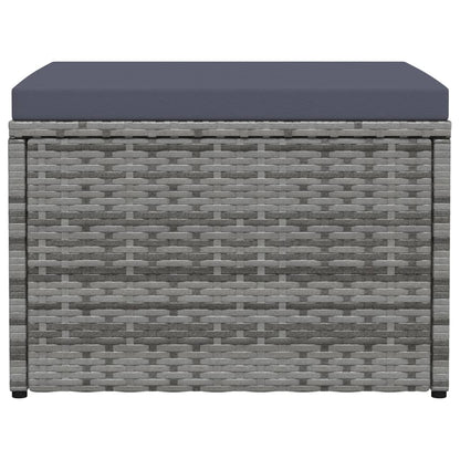 Tuinvoetenbank Met Kussen Poly Rattan Grijs