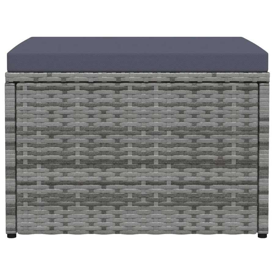 Tuinvoetenbank Met Kussen Poly Rattan Grijs