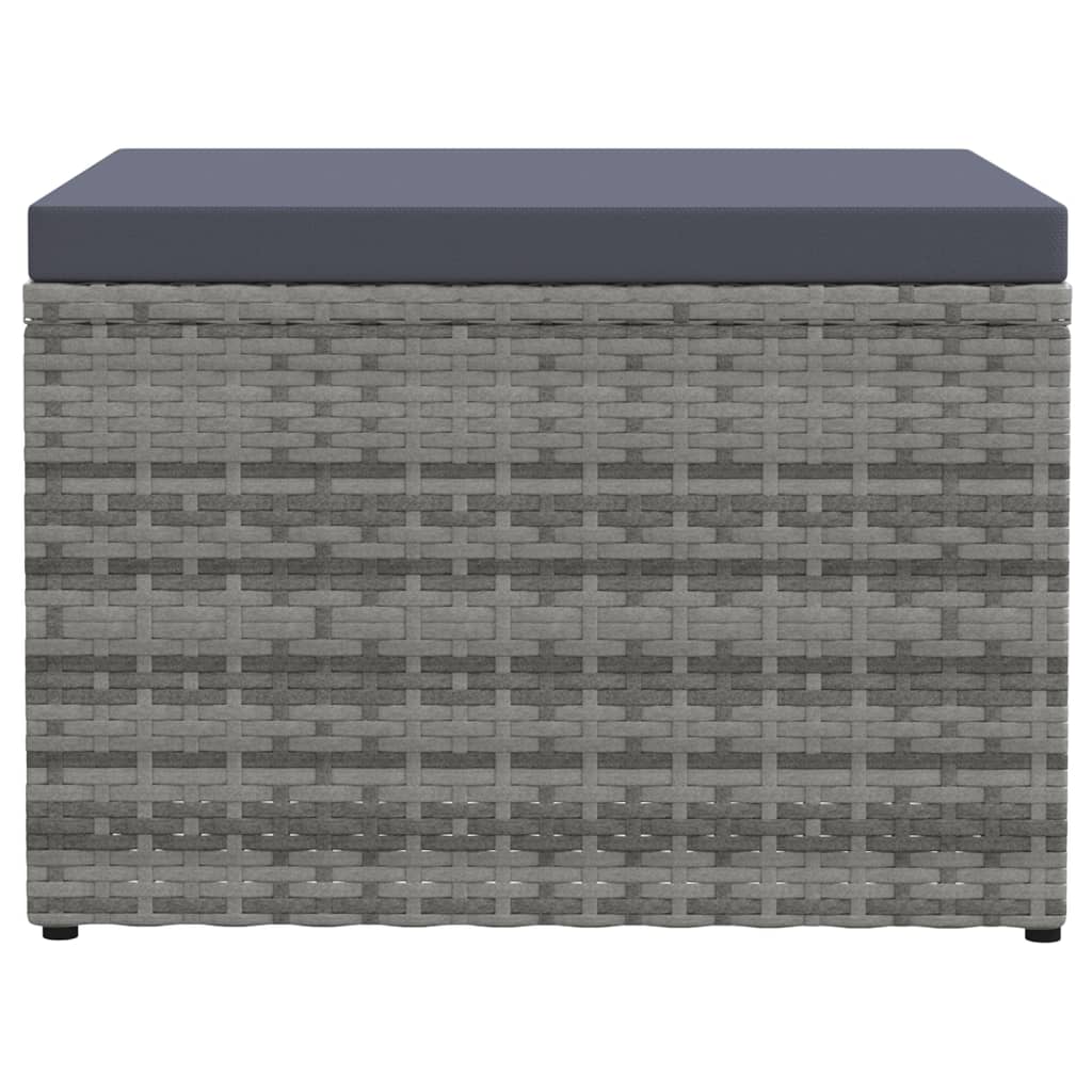Tuinvoetenbank Met Kussen Poly Rattan Grijs