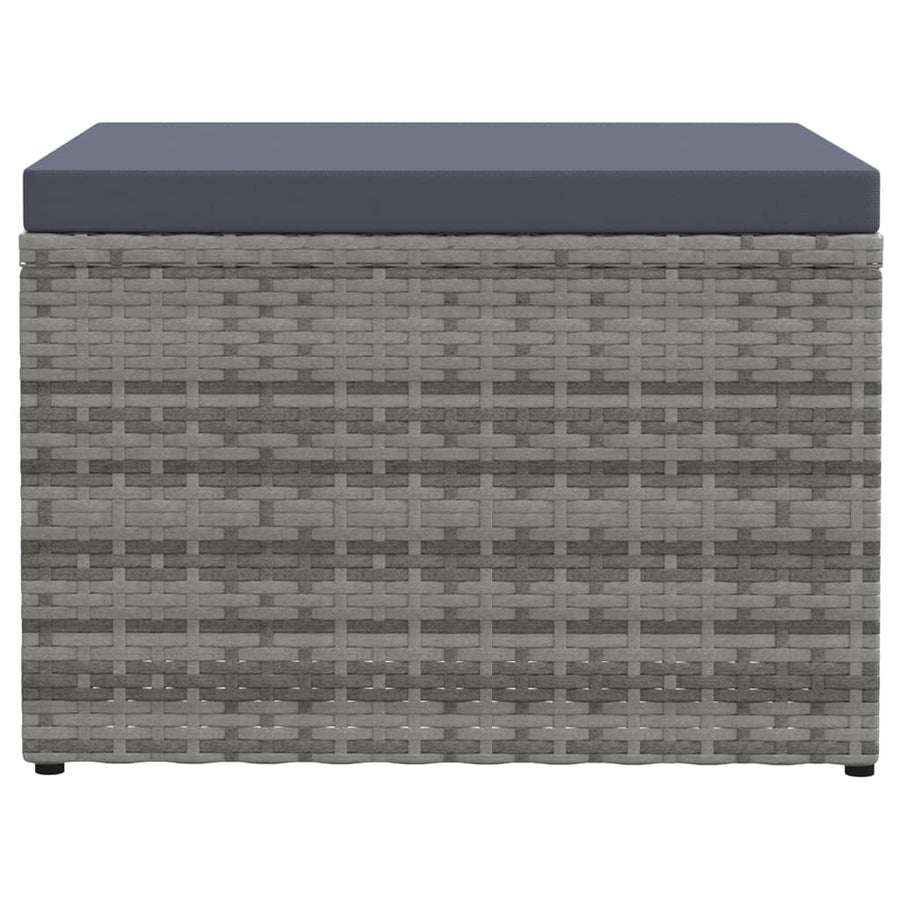 Tuinvoetenbank Met Kussen Poly Rattan Grijs