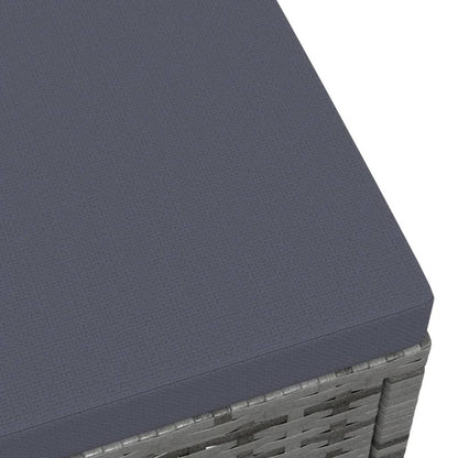 Tuinvoetenbank Met Kussen Poly Rattan Grijs