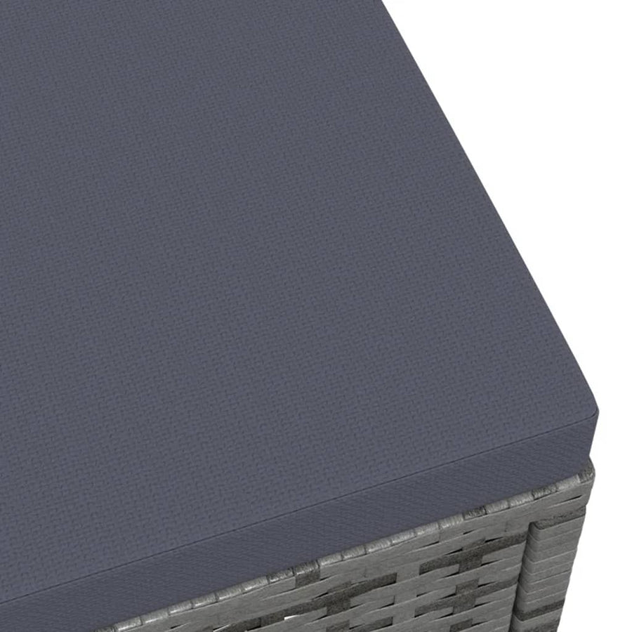 Tuinvoetenbank Met Kussen Poly Rattan Grijs