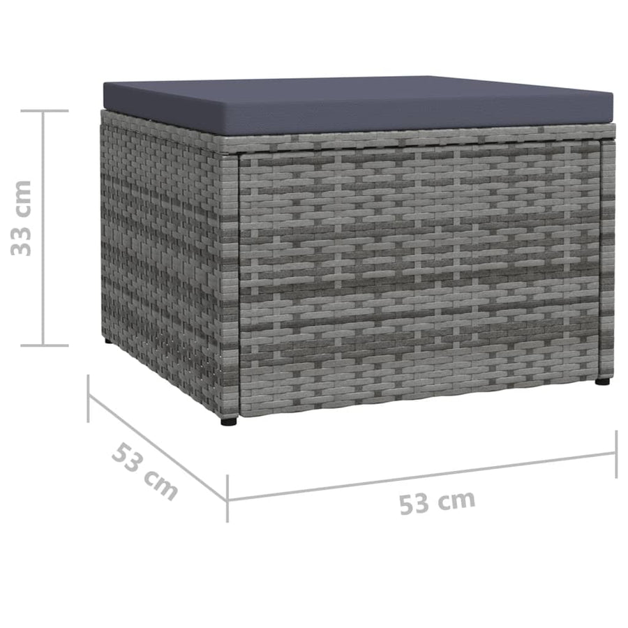 Tuinvoetenbank Met Kussen Poly Rattan Grijs