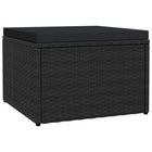 Garden footstool with cushion poly rattan black