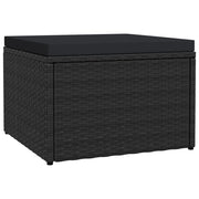 Voetenbank tuin poly rattan zwart met kussen