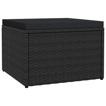 Tuinvoetenbank Met Kussen Poly Rattan Zwart