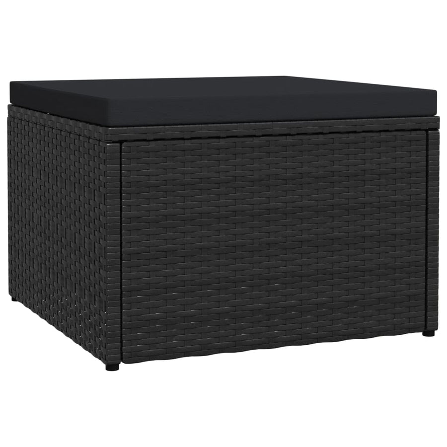 Tuinvoetenbank Met Kussen Poly Rattan Zwart