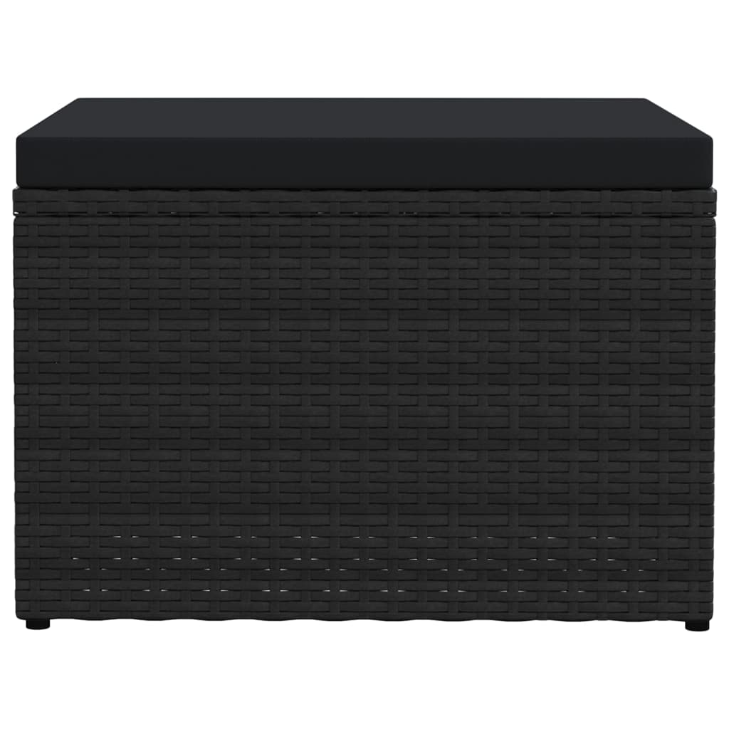 Tuinvoetenbank Met Kussen Poly Rattan Zwart