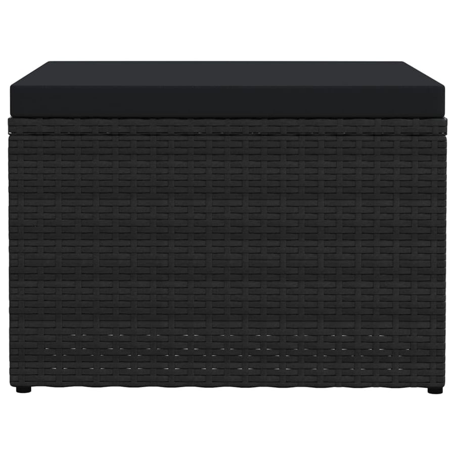 Tuinvoetenbank Met Kussen Poly Rattan Zwart