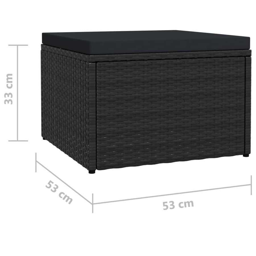 Tuinvoetenbank Met Kussen Poly Rattan Zwart