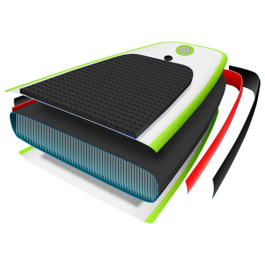 Stand Up Paddleboardset Opblaasbaar En Wit 390 x 81 x 10 cm Groen