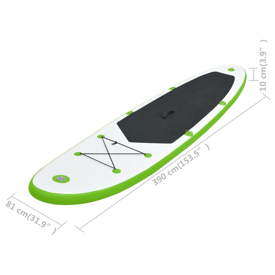 Stand Up Paddleboardset Opblaasbaar En Wit 390 x 81 x 10 cm Groen